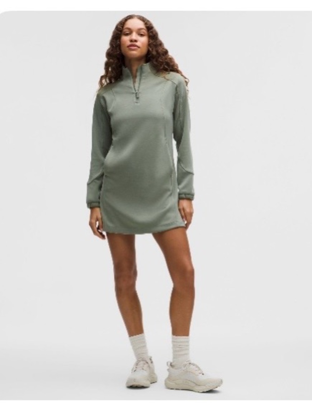 lululemon athletica Sage Green Half-Zip Mini Dress soft stream